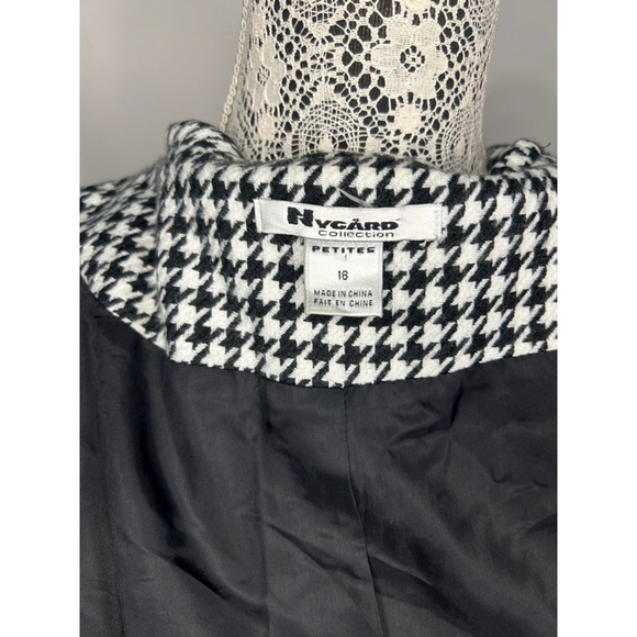 Women's Nygard Black & White Houndstooth Blazer Petite oversized collar Size 16 - Picture 8 of 10